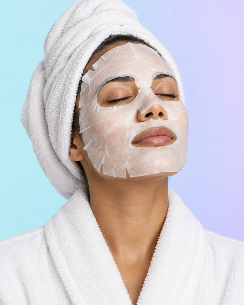 Vrouw met een verzorgend gezichtsmasker